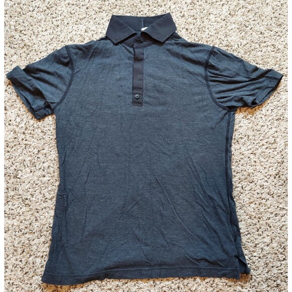 Lululemon Shirt Mens Small Gray Post Practice Polo M3A16S Stretch Performance - Picture 1 of 7
